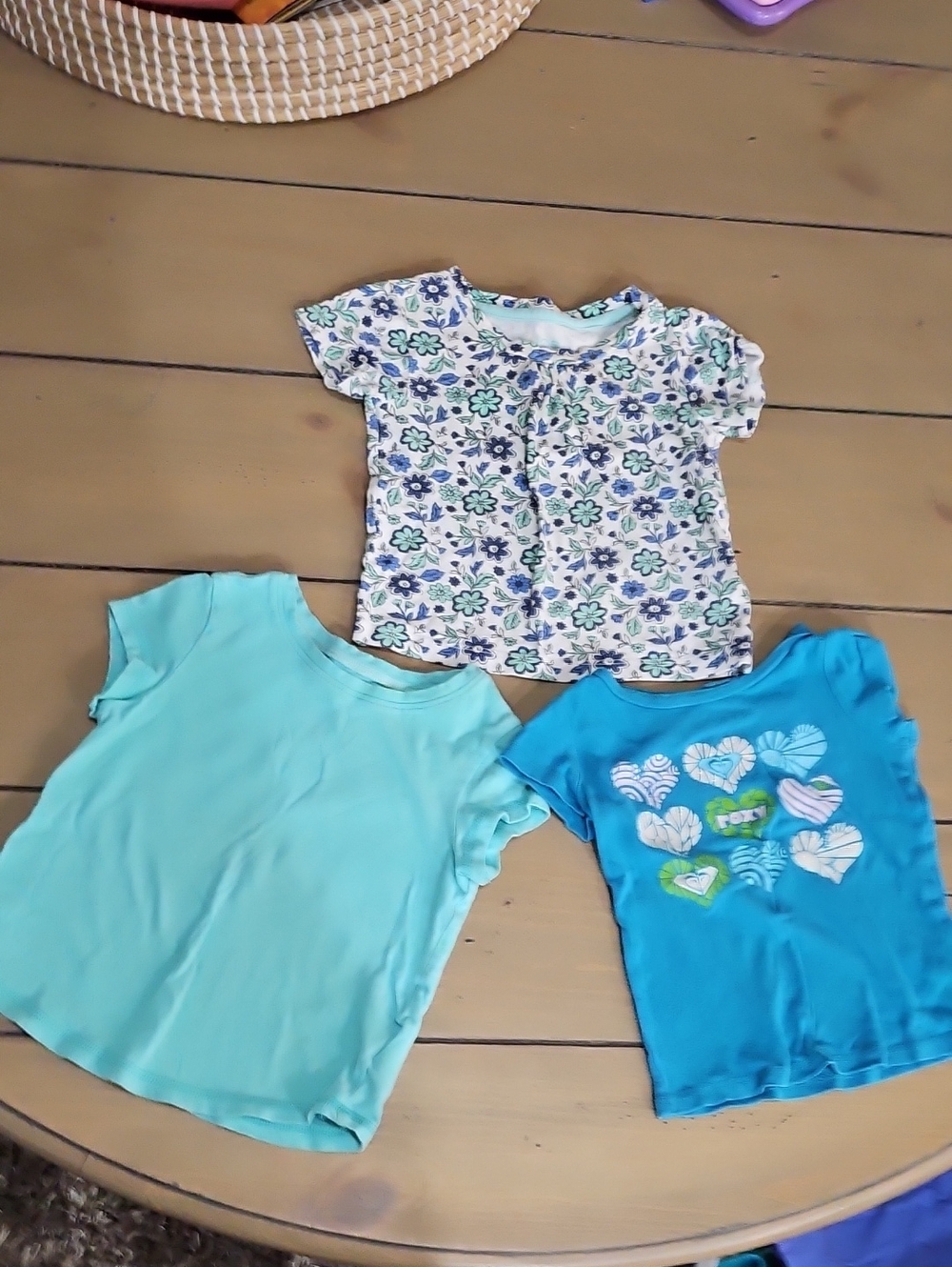 Girls' Short Sleeve Tees - Blue & Floral 3-Pack